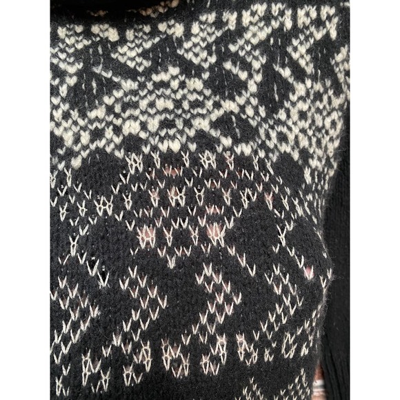 Free People Wool Blend Open Knit Fair Isle Printed Cowl Neck Pullover Sweater - Picture 4 of 9